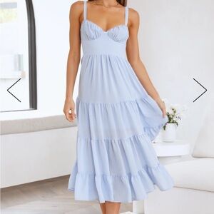 FRESHLY BREWED MIDI DRESS BLUE